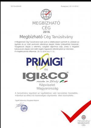 Primigi Megbízható Cég Tanúsítvány 2016